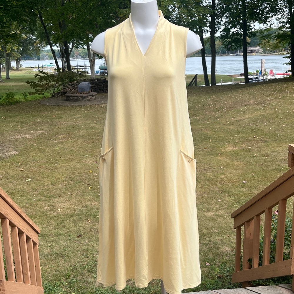 NWT J. Jill butter-yellow aline dress MT